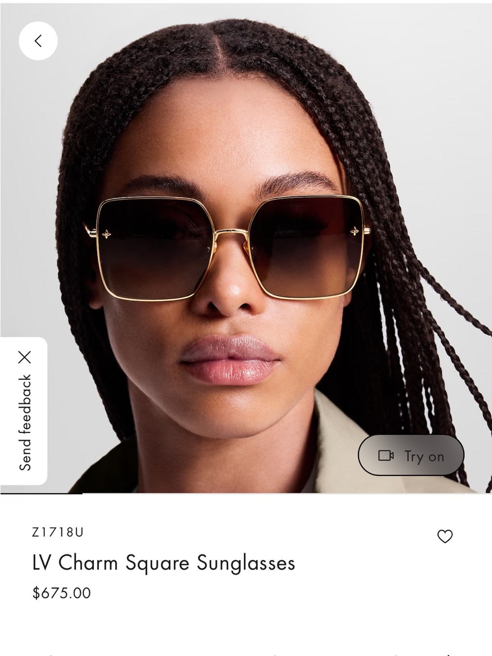 NEW Louis Vuitton LV Charm Square Sunglasses Z1718U Full Set